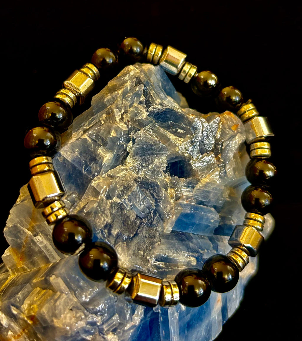 Midnight Shield Obsidian Bracelet – One of a Kind | Puerto Vallarta Artisan Piece