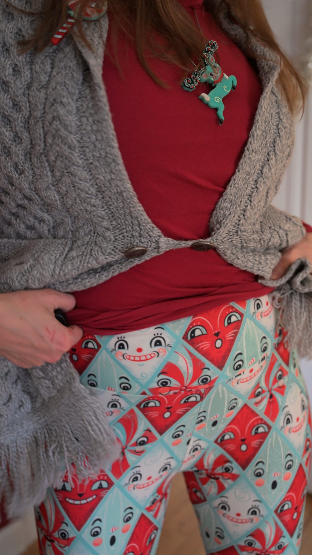 "Holiday Faces" (Johanna Parker Exclusive) Christmas Peppermint Diamonds - Leggings