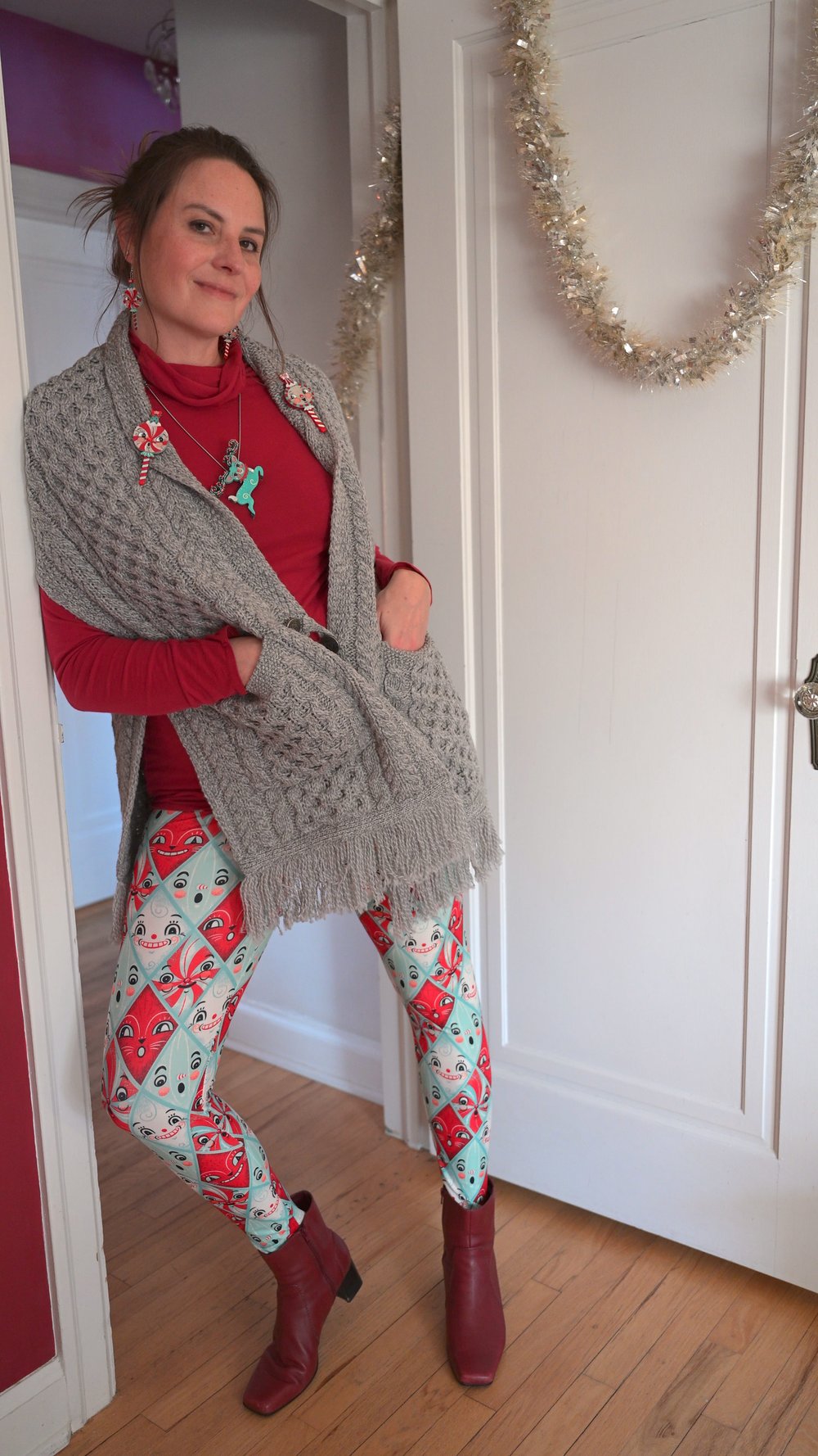 "Holiday Faces" (Johanna Parker Exclusive) Christmas Peppermint Diamonds - Leggings