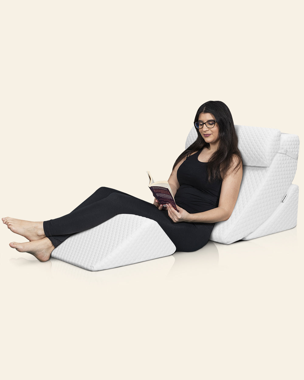 LX5 4-Piece Support for Shoulder & Upper Body Rest, Orthopedic Bed Wedge Pillow Set, Pebble White