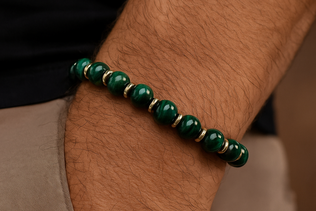 Green Tiger Eye Wealth & Confidence Bracelet – 8mm Beads with Gold Accents (Medium Wrists)