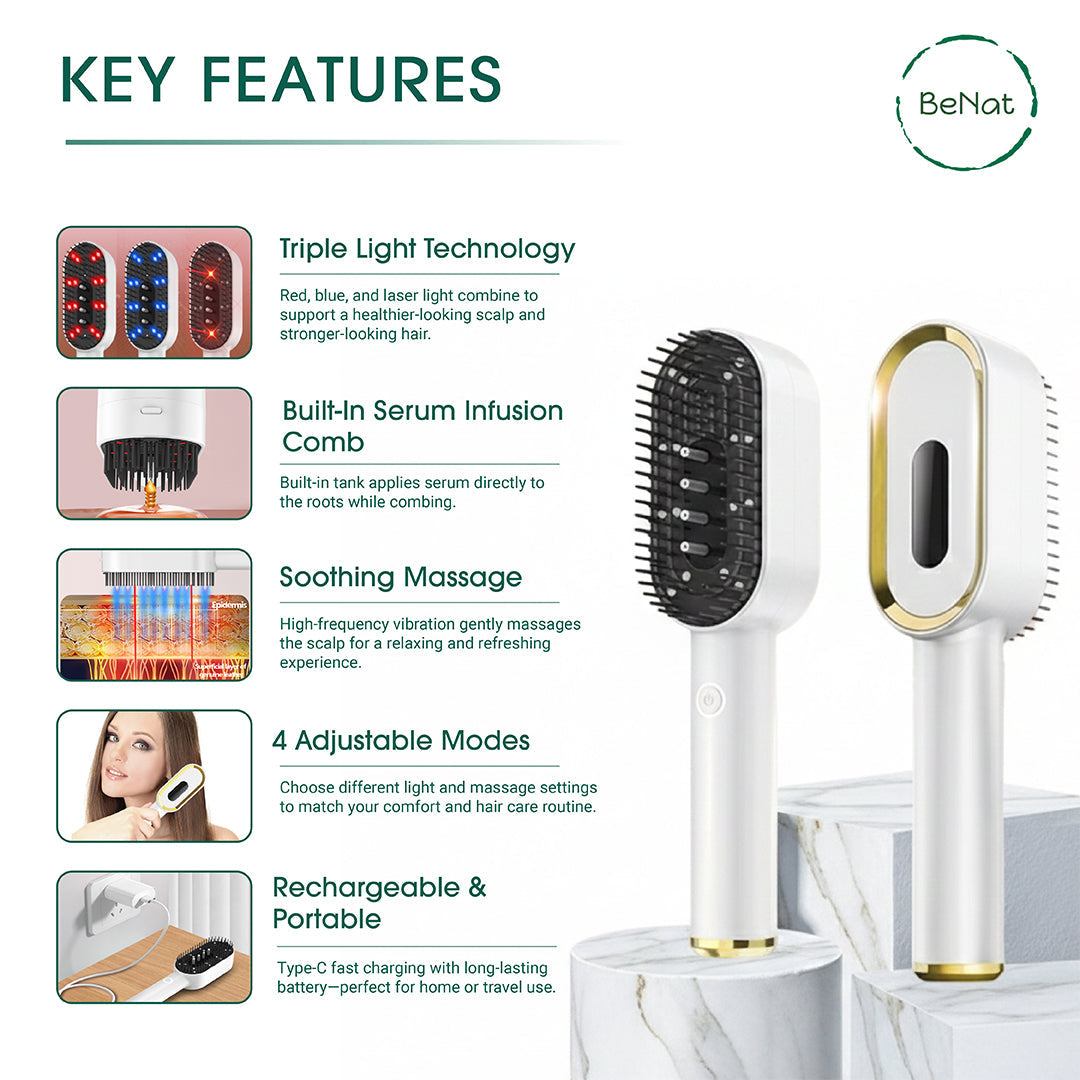 Multi-Functional 3-in-1 Scalp Massager and Oil Applicator Brush