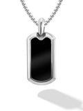Black Onyx Dog Tag Pendant Necklace