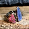 Ruby Rough Stone Blue Crystal Party Ring