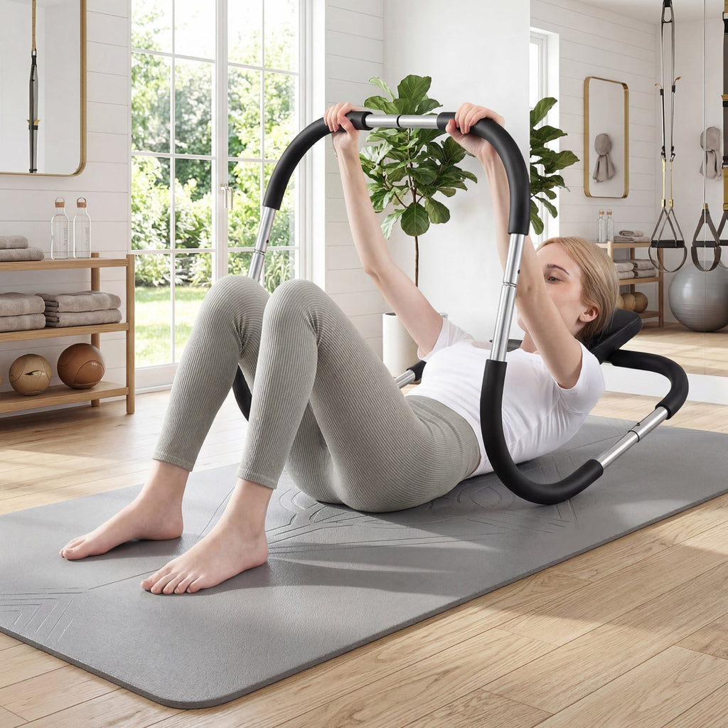 Portable AB Trainer with Headrest and Foam Handles