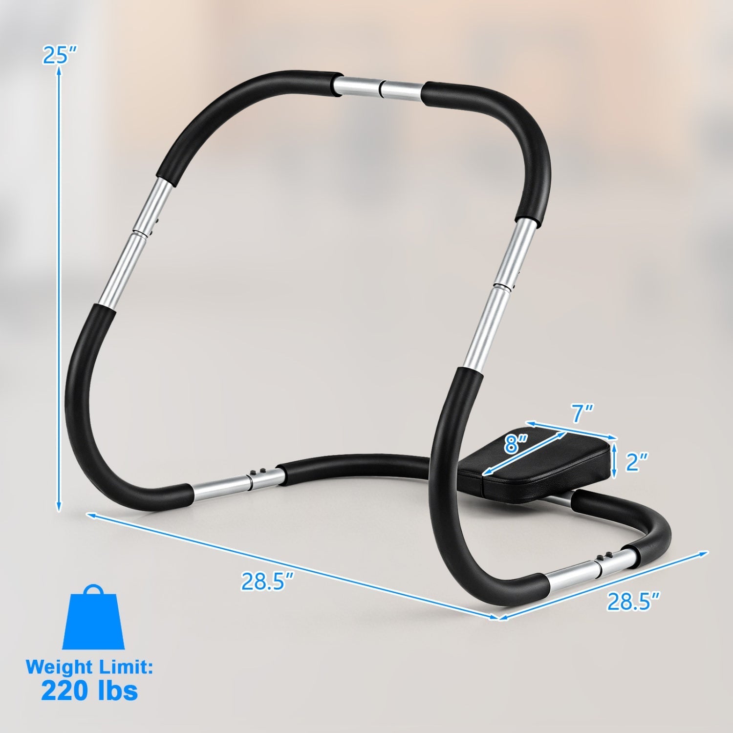 Portable AB Trainer with Headrest and Foam Handles
