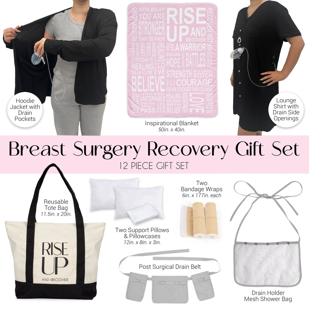 Rise Up and Recover - Breast Cancer Recovery Kit and Mastectomy Must Haves Care Package
