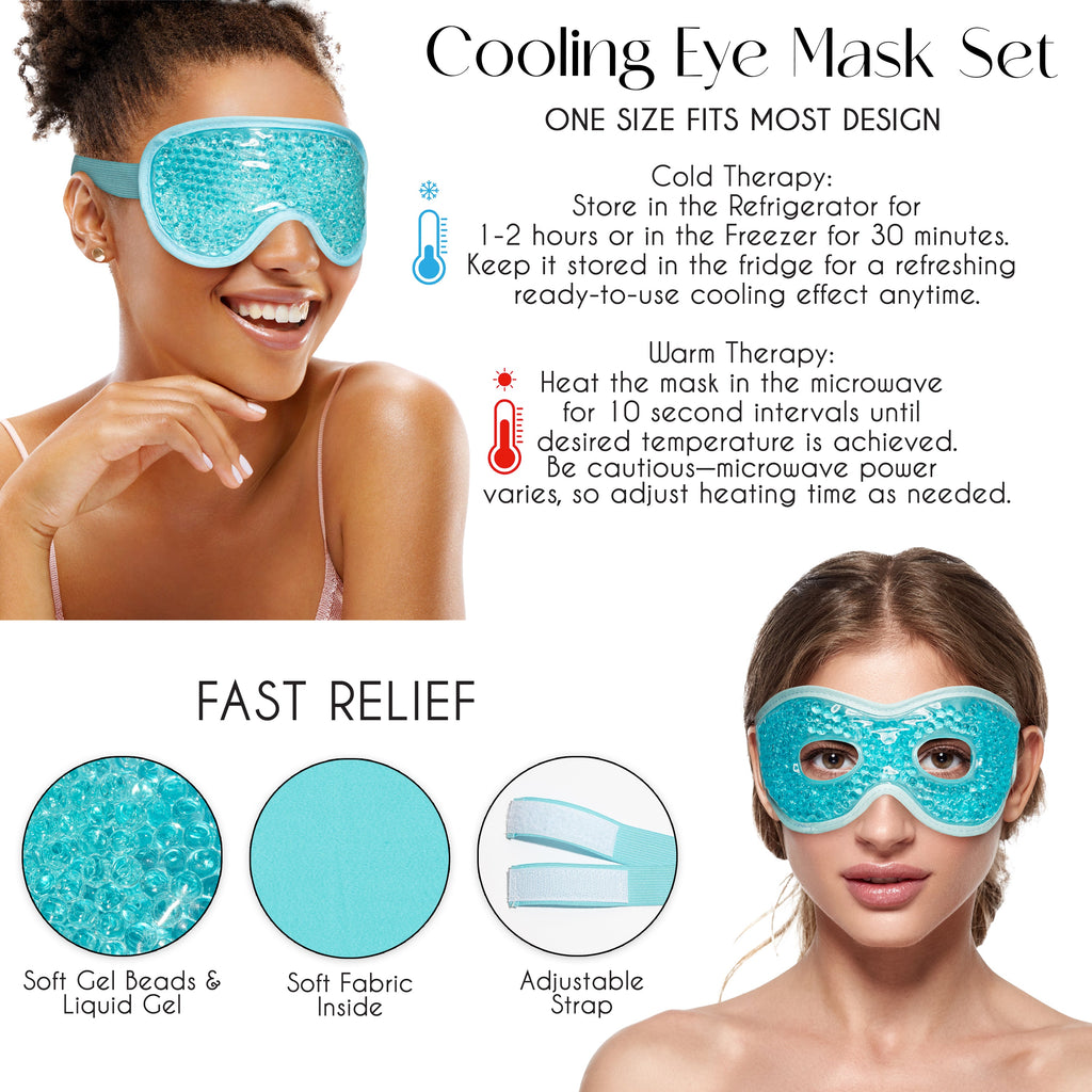 Rise Up and Recover - Migraine Relief 5pc Set (Incl. Headache Cap, Pressure Point Clip, Cooling Eye Masks, Neck Ice Pack Wrap) for Tension, Headaches, Stress, Hangover, Fatigue, Relaxation Self Care Gifts for Women & Men