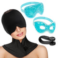 Rise Up and Recover - Migraine Relief 5pc Set (Incl. Headache Cap, Pressure Point Clip, Cooling Eye Masks, Neck Ice Pack Wrap) for Tension, Headaches, Stress, Hangover, Fatigue, Relaxation Self Care Gifts for Women & Men