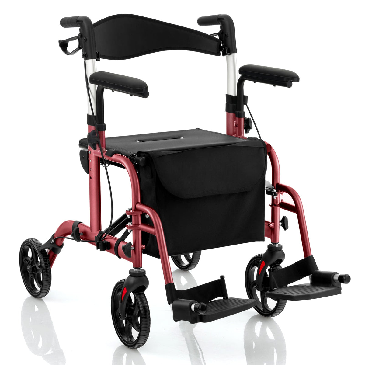 Folding Rollator Walker with Seat and Wheels Supports up to 300 lbs