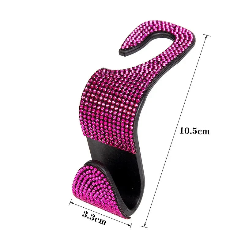 Rhinestone Car Seat Back Hook Bling Diamond Hanger Auto Back Universal Headrest Mount Storage Holder Car Interior Accessories