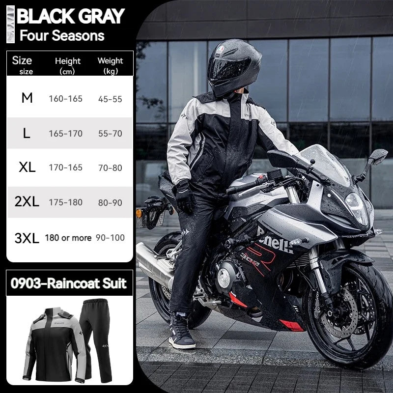 Motorcycle Raincoat Suits Men Waterproof Rain Gear Rain Jacket Reflective Work Rain Coats Lightweight Hiking Rainsuit