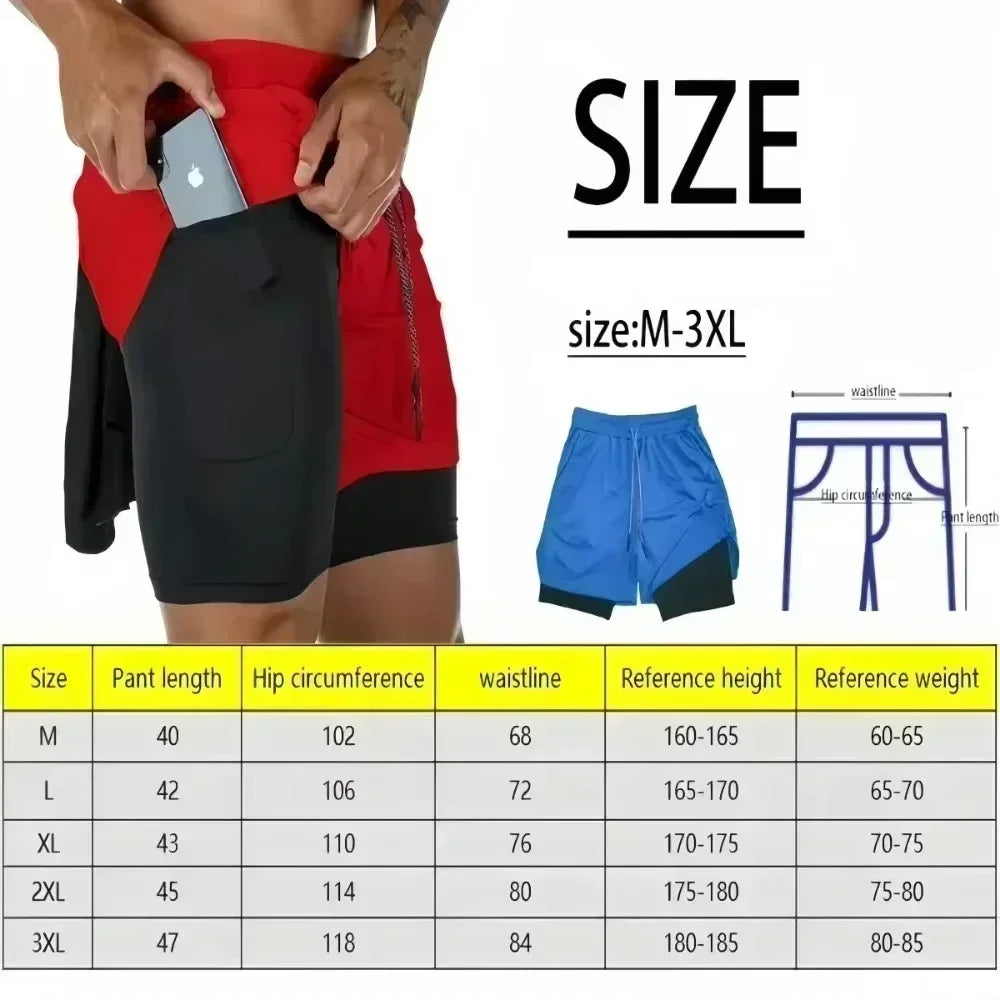 New Fashion Demon Slayer Kimetsu No Yaiba Anime Men Gym Shorts Summer Loose Sportswear Double-layer Fitness Pants Streetwear Y2k