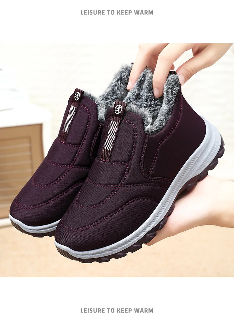 Women's Winter Snow Boots, Warm Lightweight Cotton, Non-Slip