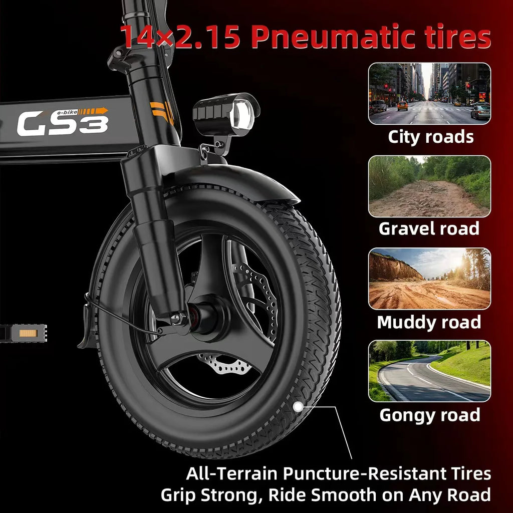 UPlee GS3 Lightweight Folding Electric Bike (500W, 48V)