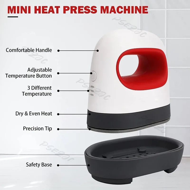 Mini Heat Press for T-Shirts & Hats – Portable 3-Speed Craft Press