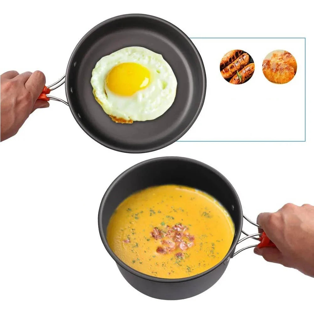 Complete Camping Kitchen Cookware Tableware & Teapot for 2-3
