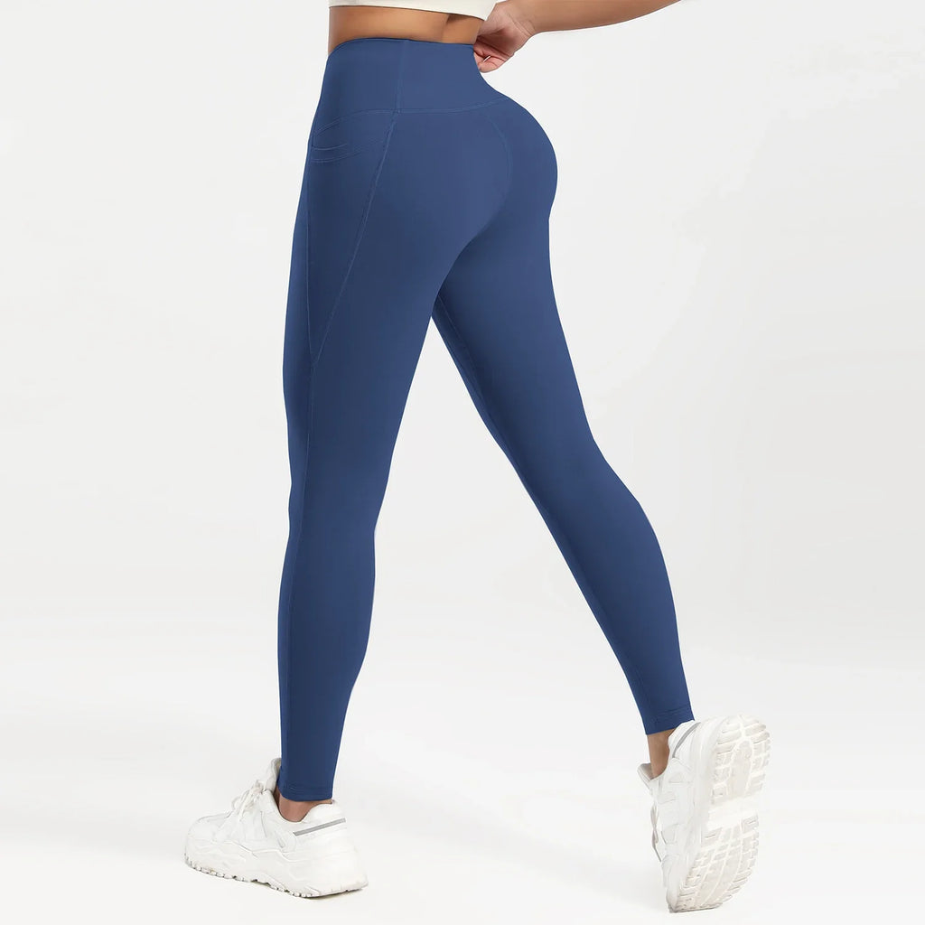 2025 Pockets Gym Yoga Women's Leggings Pure Color Casual Outdoors Workout High Waist Skinny Leggings Of Women Running Pants