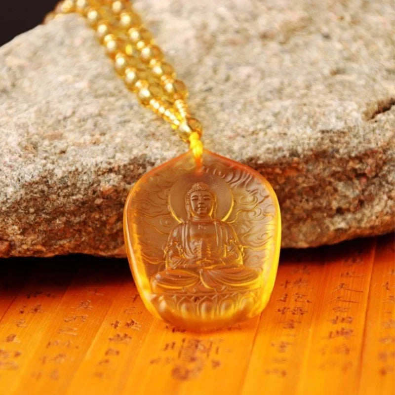 Handcrafted Buddhist Mala Bead Necklace | Stone Buddha Pendant