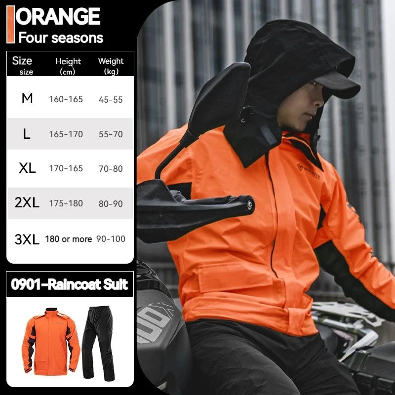 Motorcycle Raincoat Suits Men Waterproof Rain Gear Rain Jacket Reflective Work Rain Coats Lightweight Hiking Rainsuit