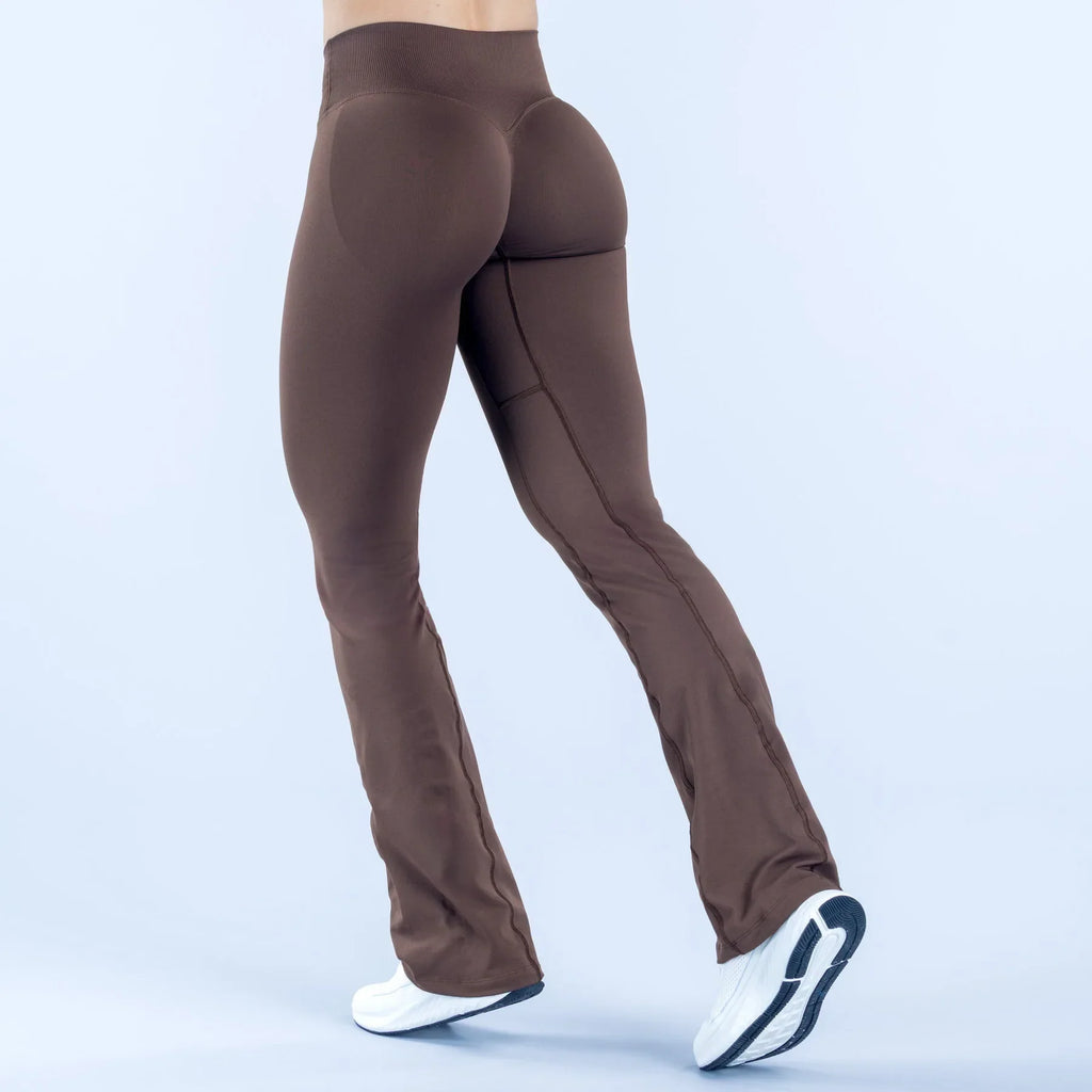 NCLAGEN Vision Flares Women Seamless Gym Yoga Pants High Cross Waist Fashion Sports Leggings Fitness Wide-leg Workout Trousers