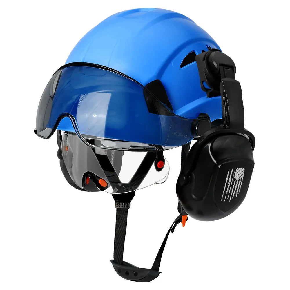 Construction Safety Helmet: Integrated Visor & Earmuffs