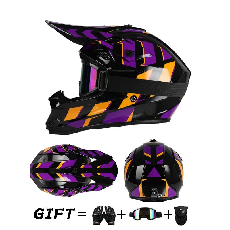 Full Face Off-Road Motorcycle Helmet with Goggles
