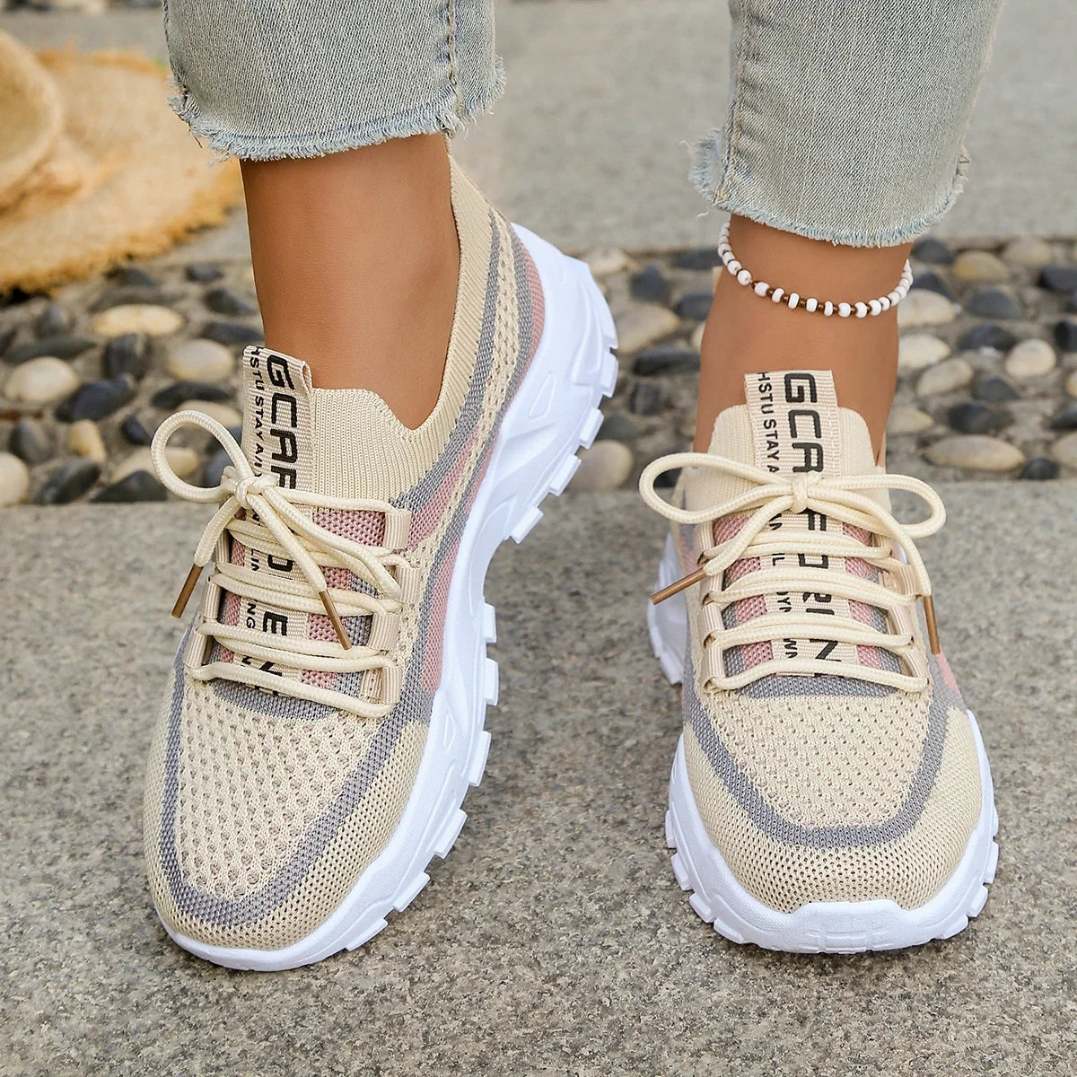 Women's Shoes - Summer 2026 Casual Sports Shoes, Breathable and lightweight, Dual-Color or Single-Color Fashionable Work Shoes