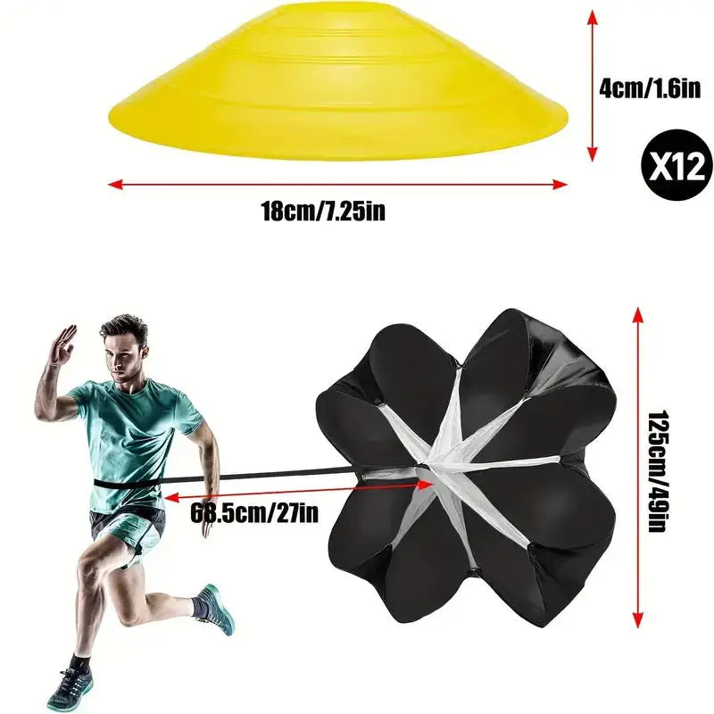 1 set Football Soccer Training Equipment Fitness Speed Training Resistant Parachute Chute Running Umbrella