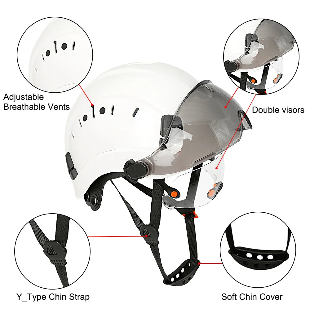 Construction Safety Helmet: Integrated Visor & Earmuffs