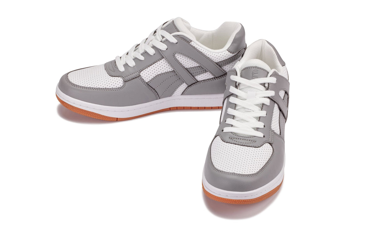 CALTO - S2532 - 2.2 Inches Taller (Grey/White) with Gum Sole - Contemporary Casual Sneaker