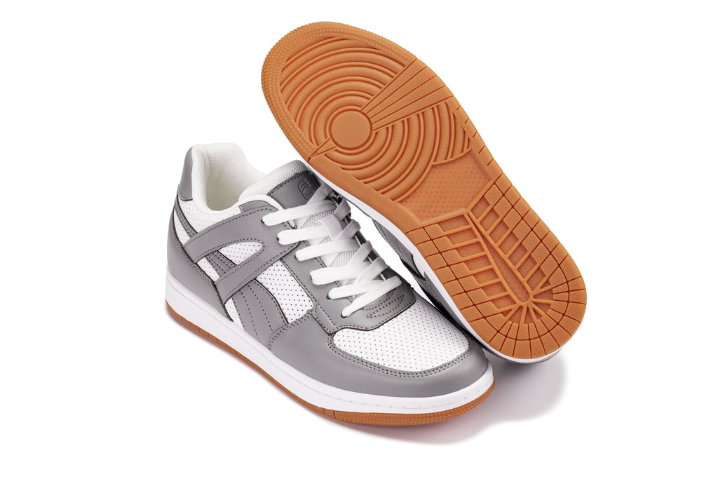 CALTO - S2532 - 2.2 Inches Taller (Grey/White) with Gum Sole - Contemporary Casual Sneaker
