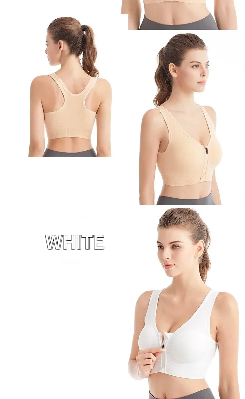 Sports Bra Women Front Zipper More Size Crop Tops Female Gym Jogging Yoga Fitness Shockproof Vest Bralette Sport Bras for Women