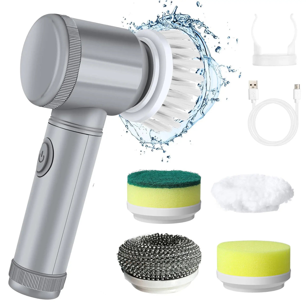 Rechargeable Electric Cleaning Brush – Cordless Spin Scrubber with Replaceable Brush Heads for Bathroom, Kitchen, and Multi-Surface Cleaning