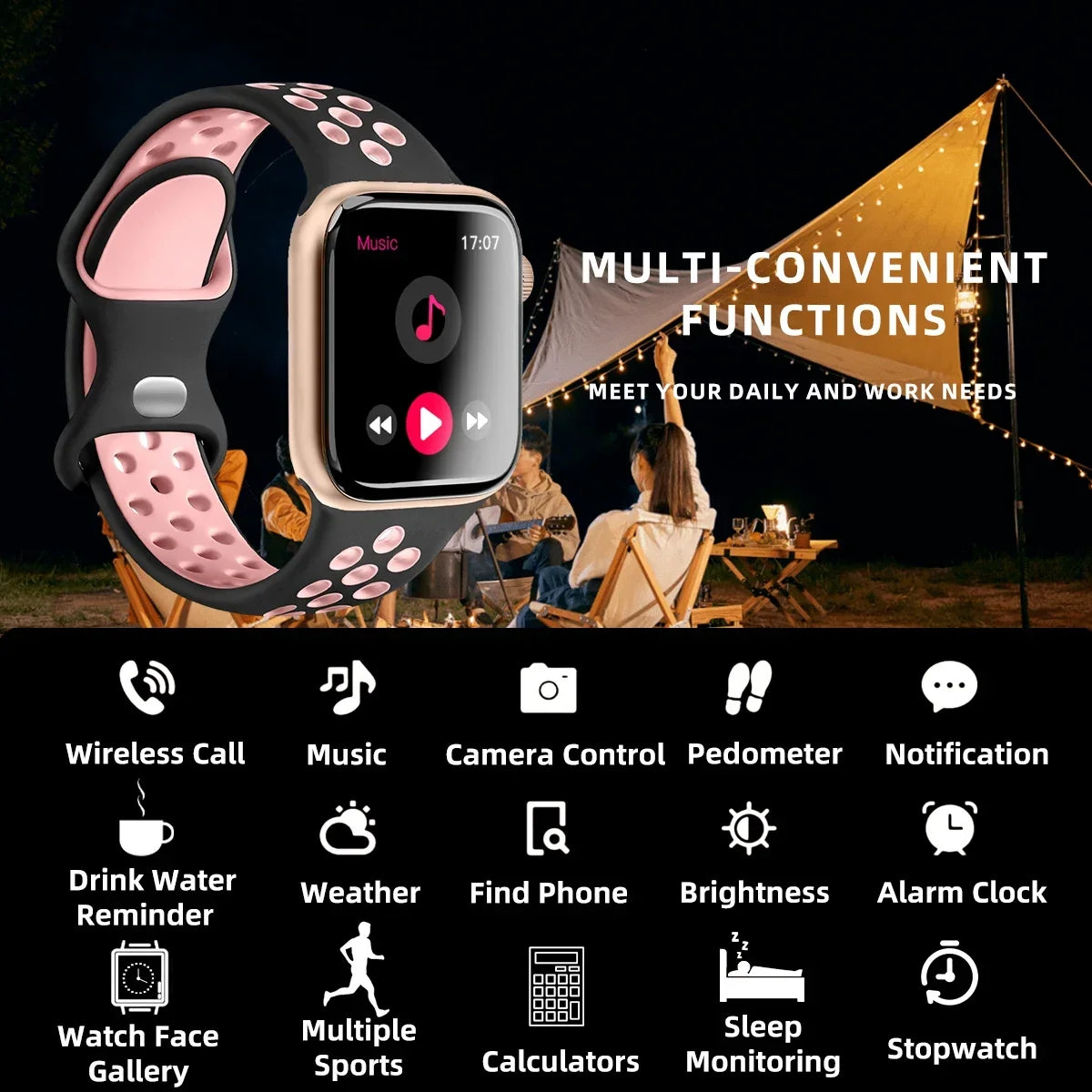 Smart Watch Answer Call Message Music Health Sport Bracelet Fitness Tracker Women Men Series 8 Smartwatch for Android IOS