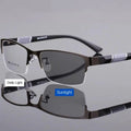 1PC Men's Business Photochromic Myopia Glasses Half Frame Metal Blue Light Blocking Eyewear Classic UV Shades Sunglasses