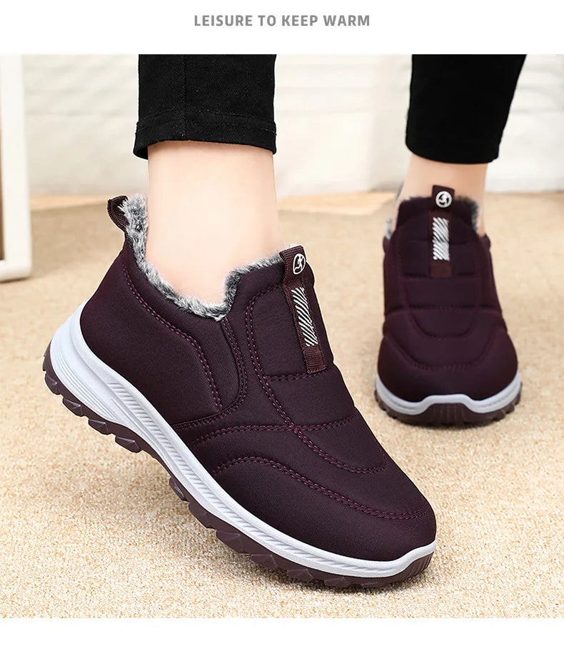 Women's Winter Snow Boots, Warm Lightweight Cotton, Non-Slip