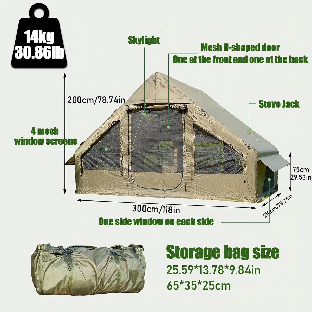 Easy to Set-Up Inflatable Camping Tent with Manual Pump Windproof Inflatable Tent for Outdoor Adventure