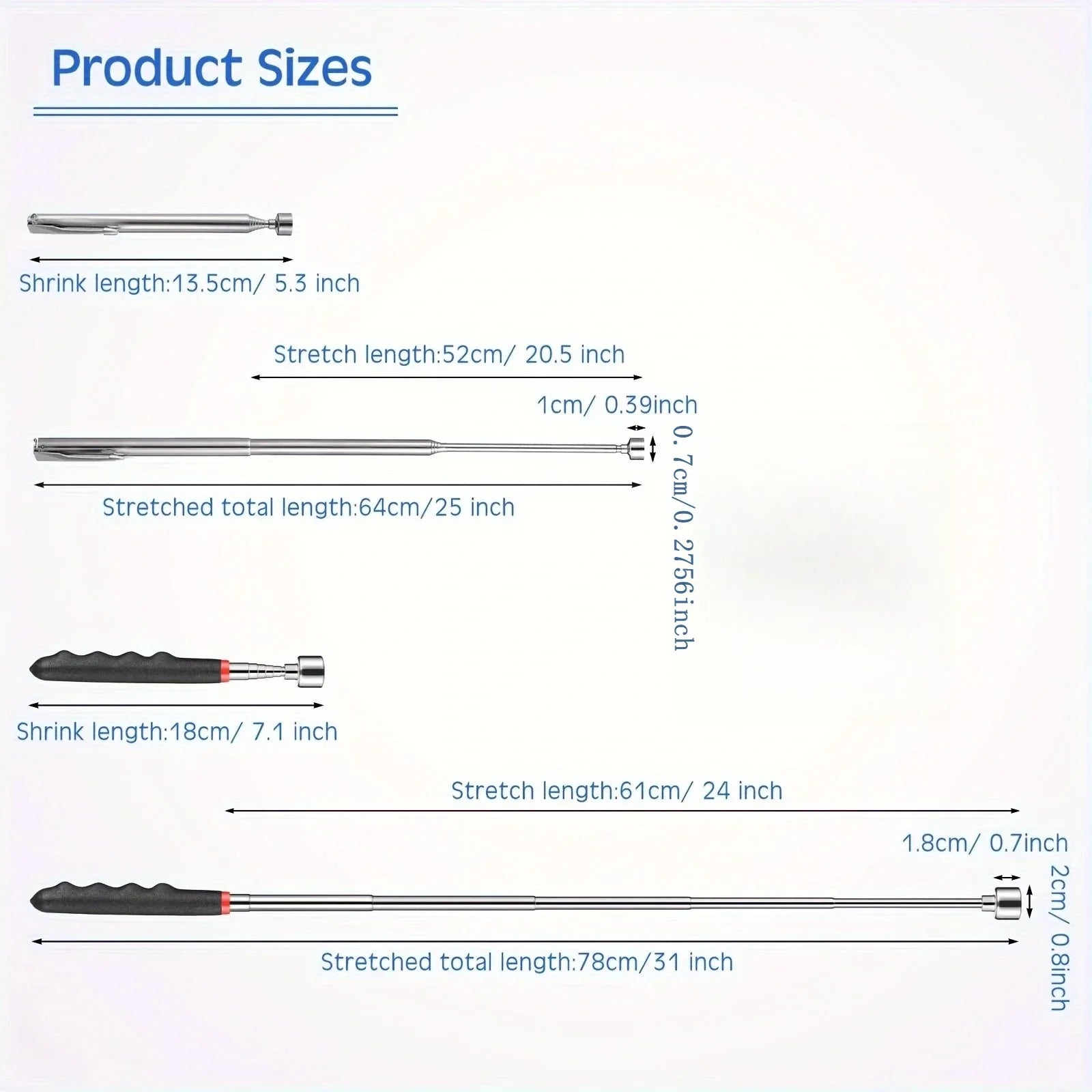 Handheld Telescoping Magnetic Grabber – Extendable Pickup Pen Tool, Portable Magnet for Hard-to-Reach Spots