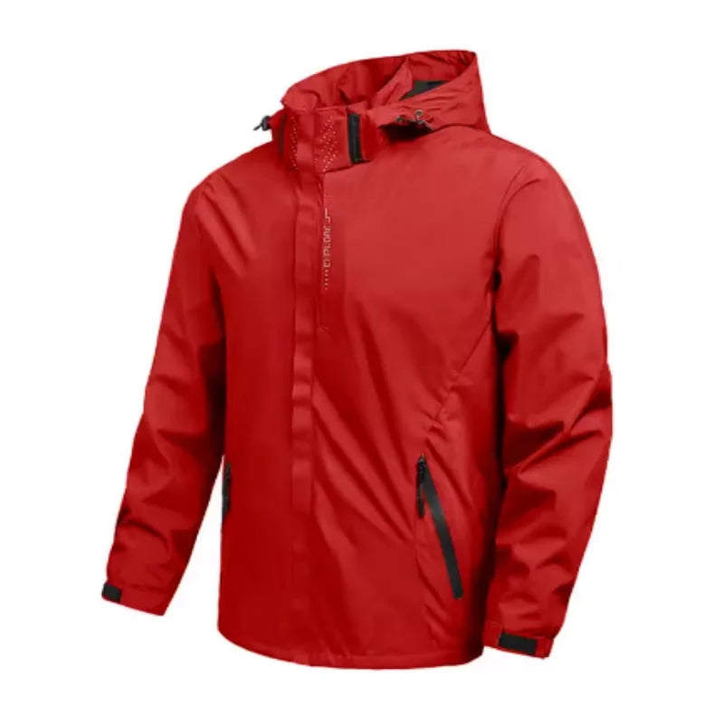 Men's Outdoor Waterproof Rain Jacket, Lightweight Cycling Coat with Hood, Streetwear
