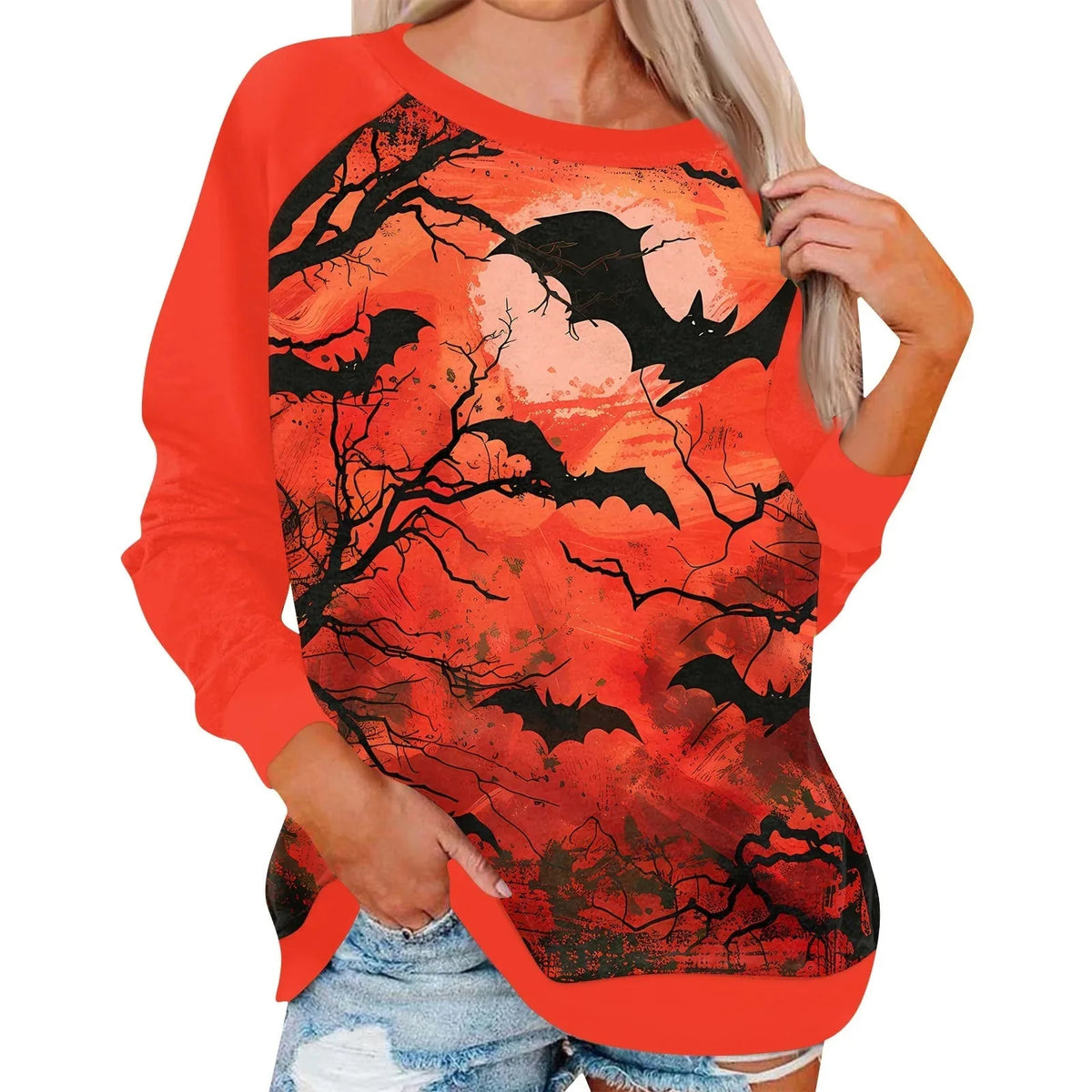 Vintage Pumpkin Print Long Sleeve T-Shirt – Harajuku Halloween Graphic Tee