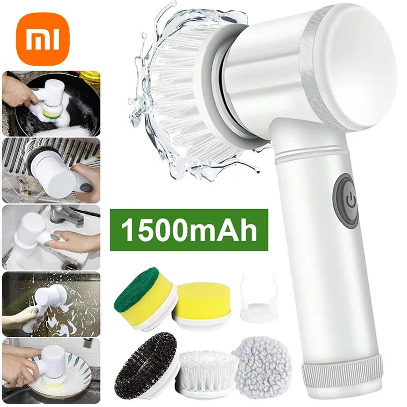 Rechargeable Electric Cleaning Brush – Cordless Spin Scrubber with Replaceable Brush Heads for Bathroom, Kitchen, and Multi-Surface Cleaning
