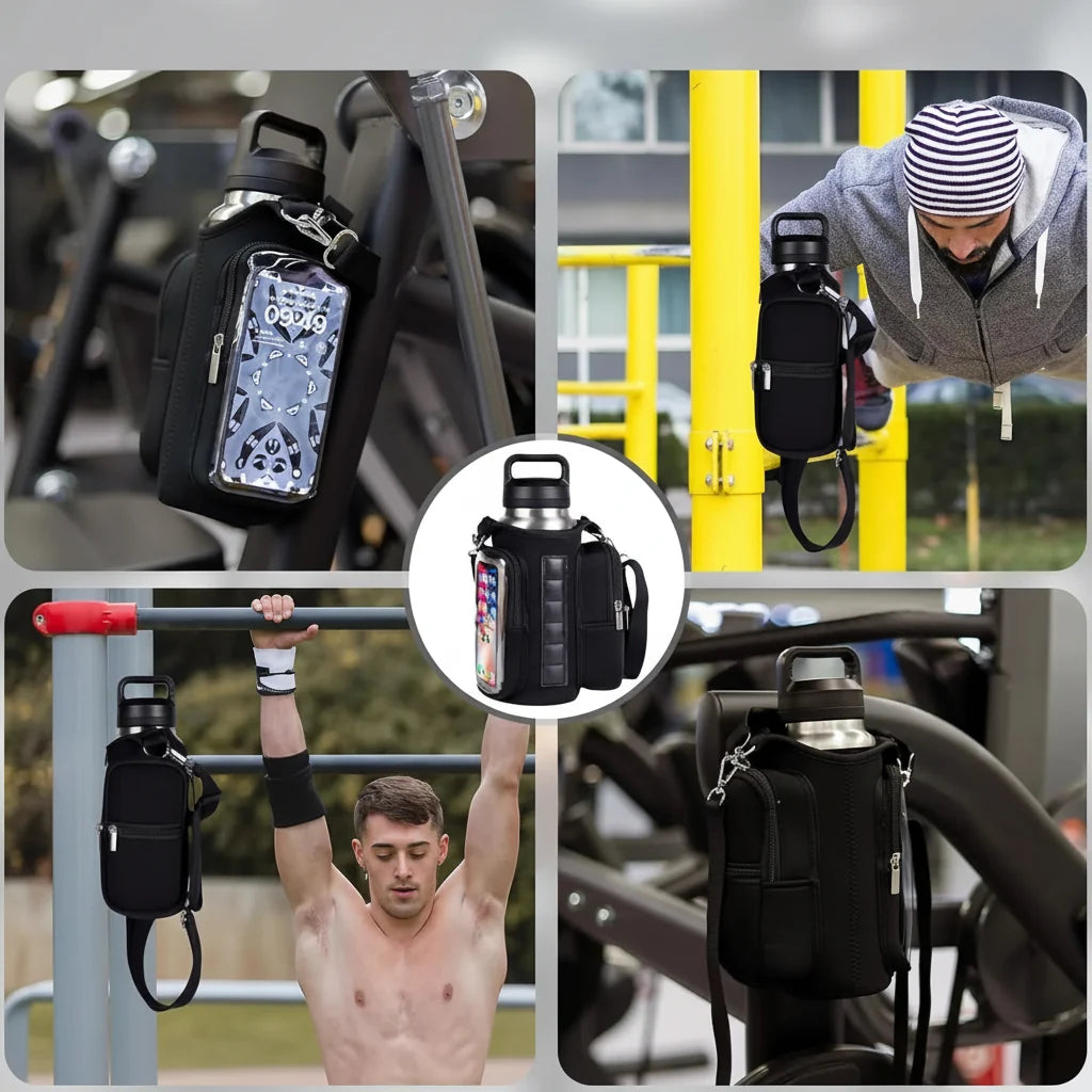 Magnetic Gym Water Bottle Holder for Phone & Keys