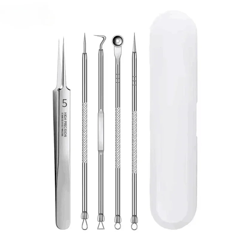 4-11 pcs Ingrown Hair Tweezers Acne Blackhead Removal Needles Black Dots Cleaner Deep Cleansing Pore Cleaner Face Skin Care Tools