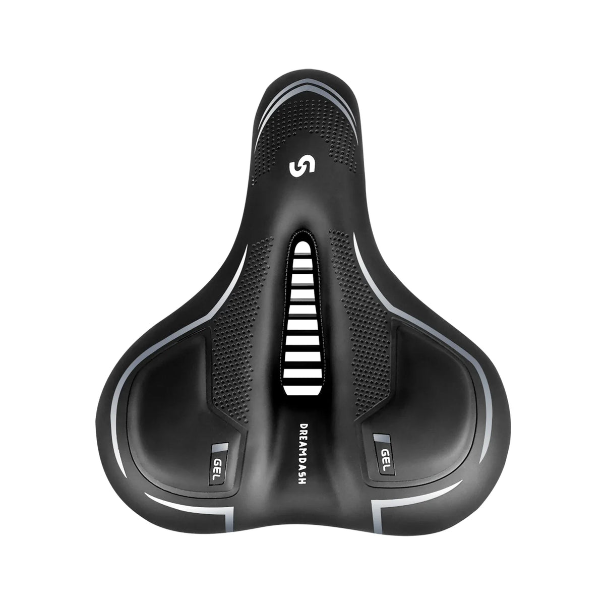 Comfort Bicycle Saddle Extra Wide MTB Road Bike Seat with Memory Foam Silicone Gel Cushion, Shock Absorbing Hollow Breathable PU Leather Bike Saddle with Suspension Balls, Rain Cover and Tools for Mountain City Cycling