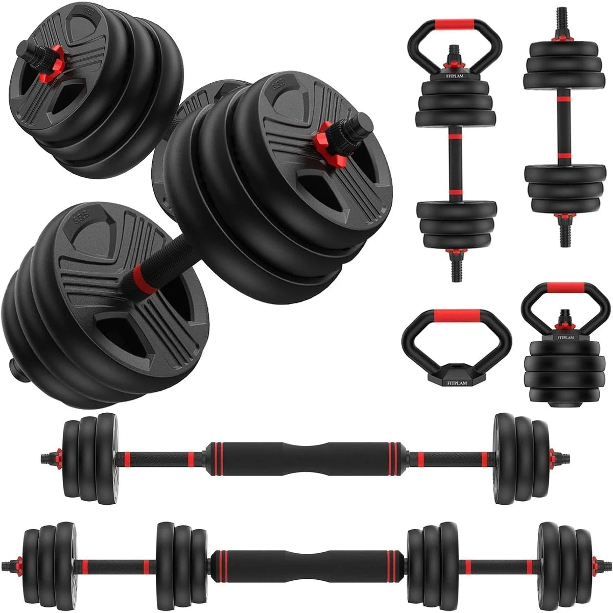 5-in-1 Adjustable Free Weights Set: Dumbbell & Kettlebell