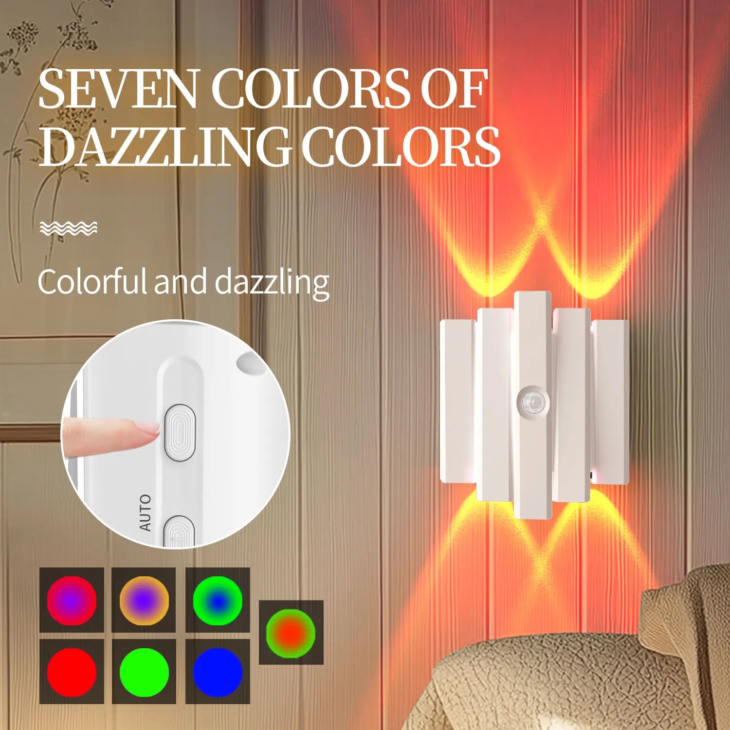 RGB Gradient LED Night Light with Motion Sensor Wall Lamp