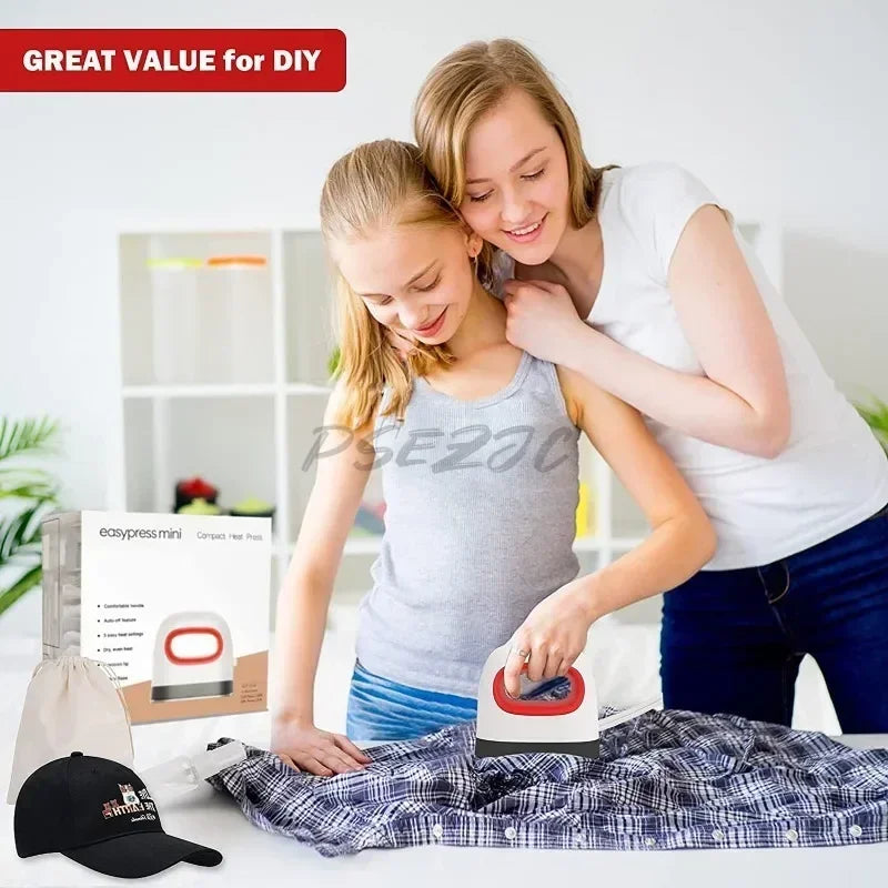 Mini Heat Press for T-Shirts & Hats – Portable 3-Speed Craft Press