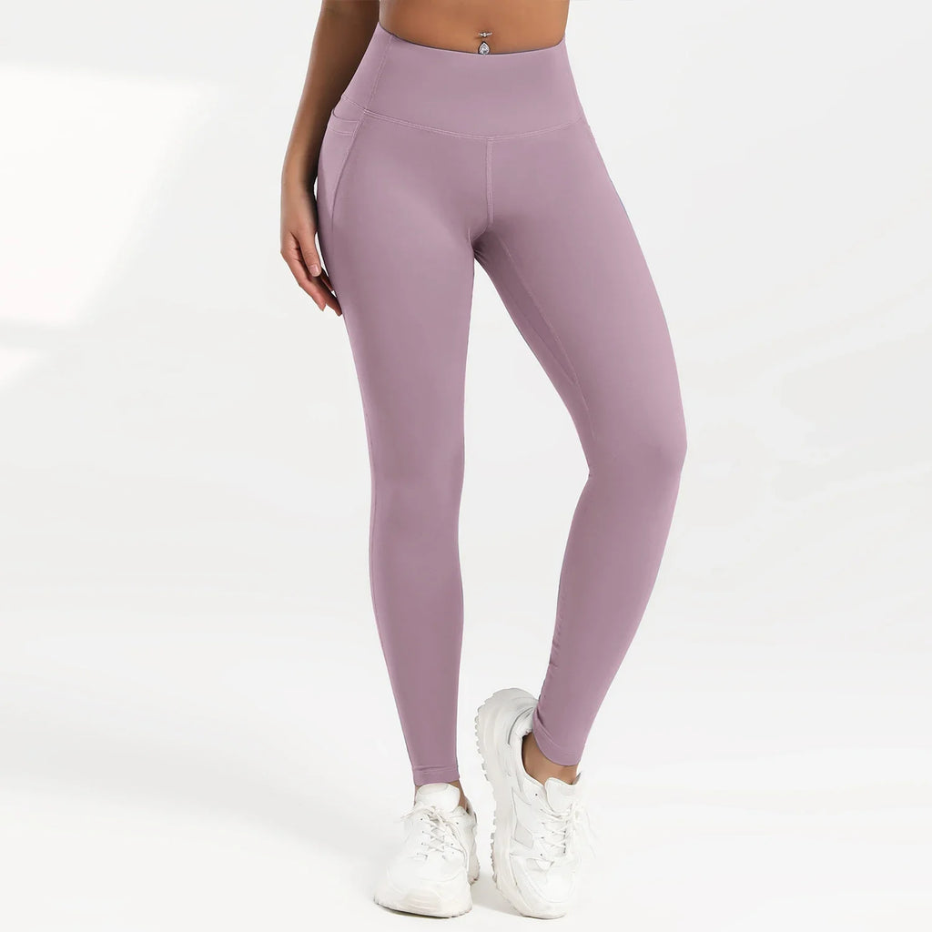 2025 Pockets Gym Yoga Women's Leggings Pure Color Casual Outdoors Workout High Waist Skinny Leggings Of Women Running Pants