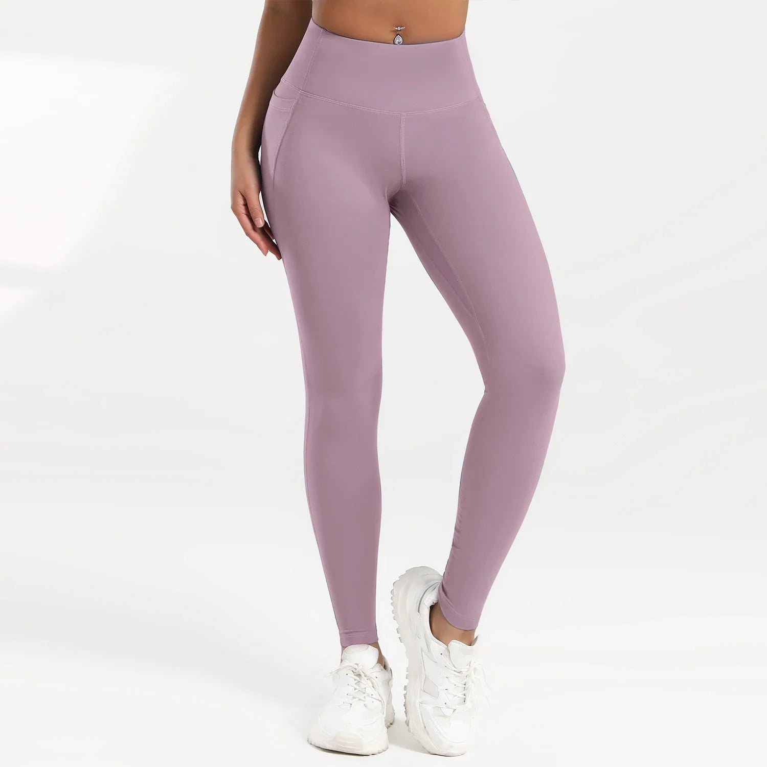 2025 Pockets Gym Yoga Women's Leggings Pure Color Casual Outdoors Workout High Waist Skinny Leggings Of Women Running Pants